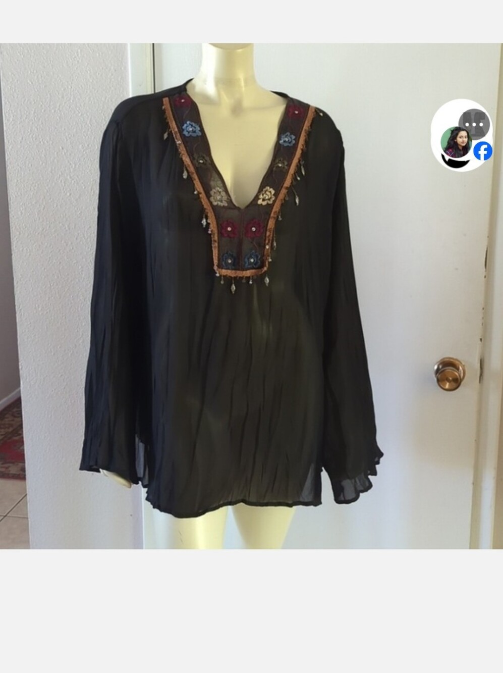 - Sunny Leigh Gypsy Bohemian Plus Size Blouse - Picture 10 of 10